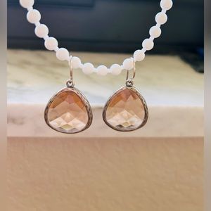 Silpada earrings Ablaze Sterling Silver glass Dangle Peach Pink